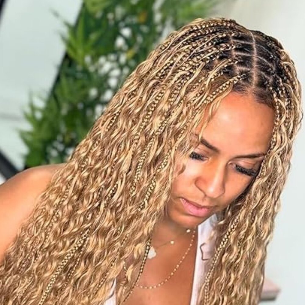 SOLD-Beautiful 24" HD Lace Knotless Box Boho Braided Lace Wig-Human Hair!